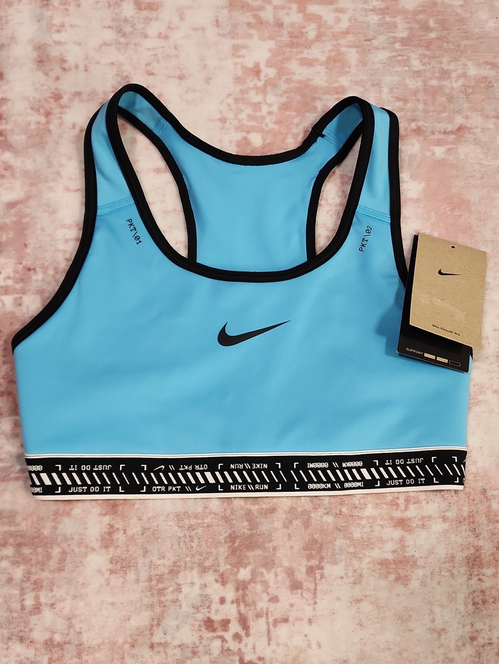 Nike Swoosh On The‎ Run Sports Bra, Baltic Blue NWT, Medium Support, Size S
